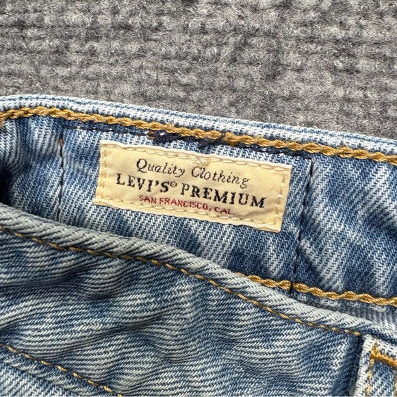 Levis Premium Jeans Women 23x29 Blue Low Loose Wide Baggy Big E Denim Distressed - Picture 6 of 16